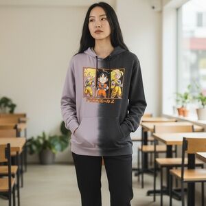 Anime Graphic Two-Tone Hoodie